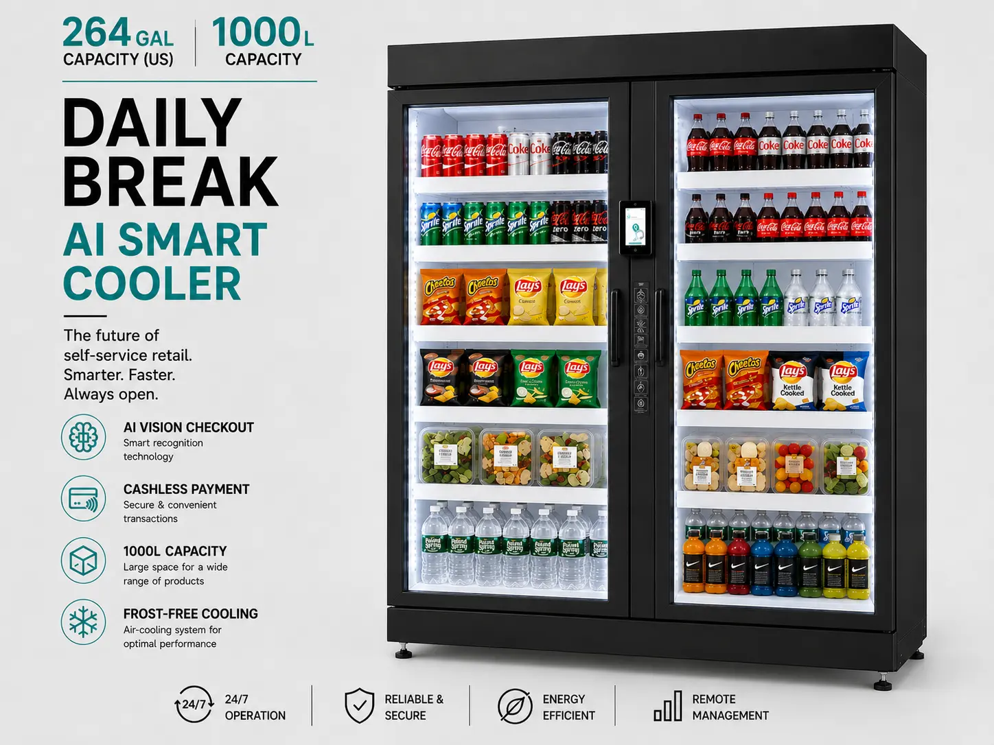 AI Smart Cooler Vending Machine – 264 Gallons (1000 L) — view 2