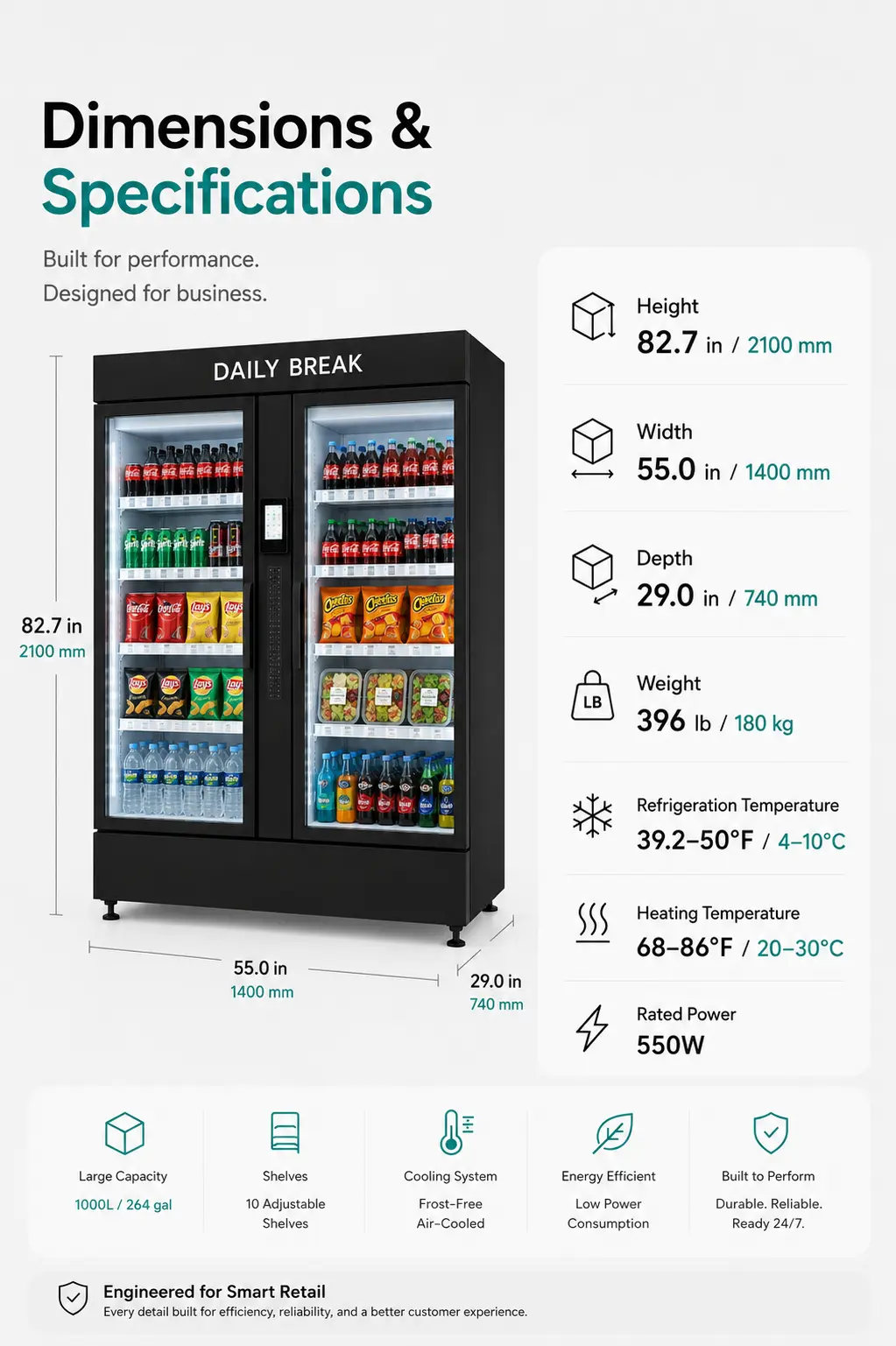 AI Smart Cooler Vending Machine – 264 Gallons (1000 L) — view 3
