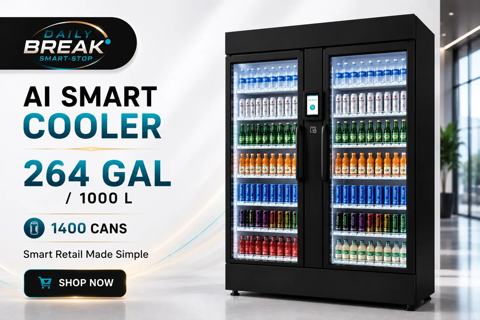 AI Smart Cooler Vending Machine – 264 Gallons (1000 L) — view 1