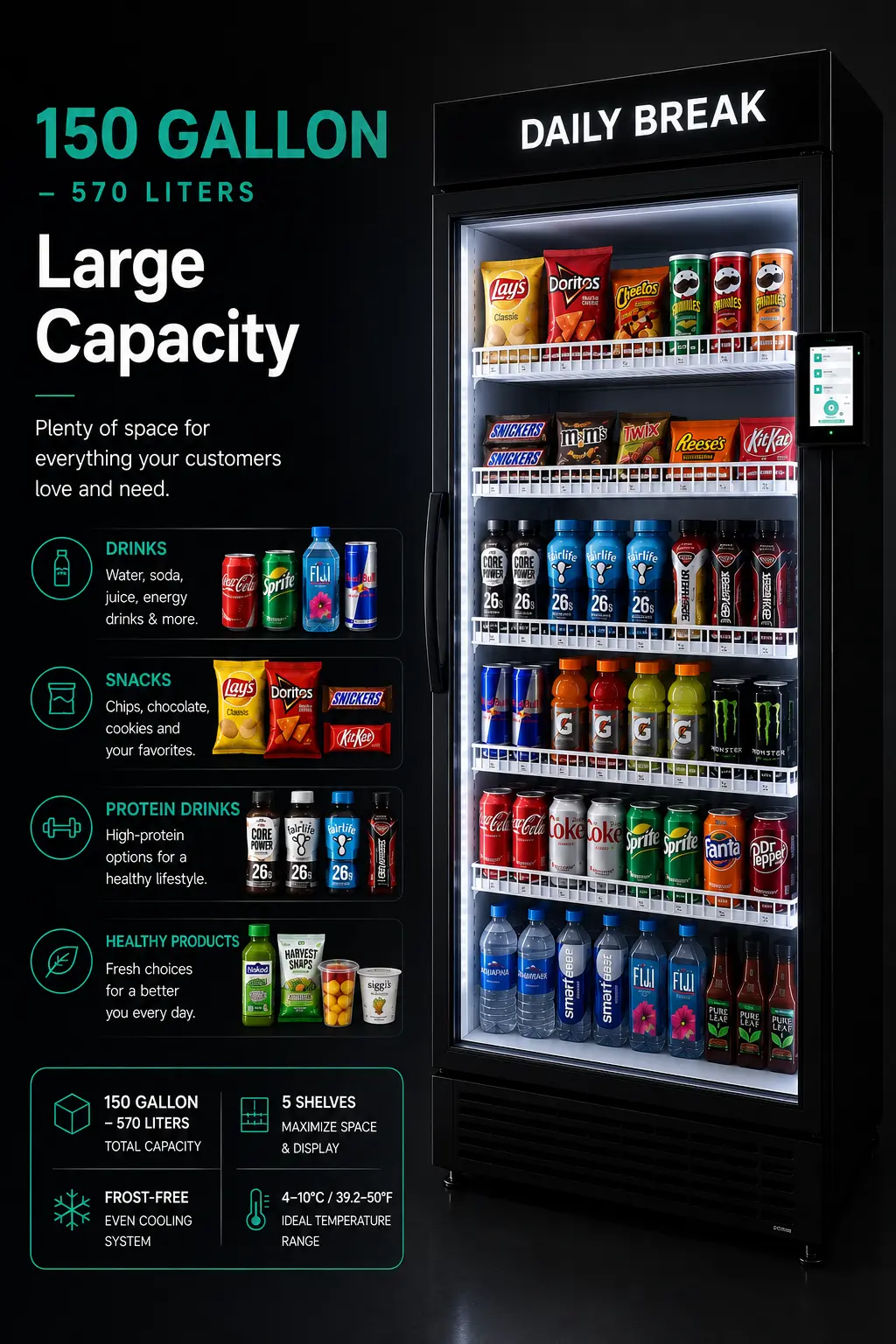 AI Smart Cooler Vending Machine – 150 Gallons (570 L) — view 10