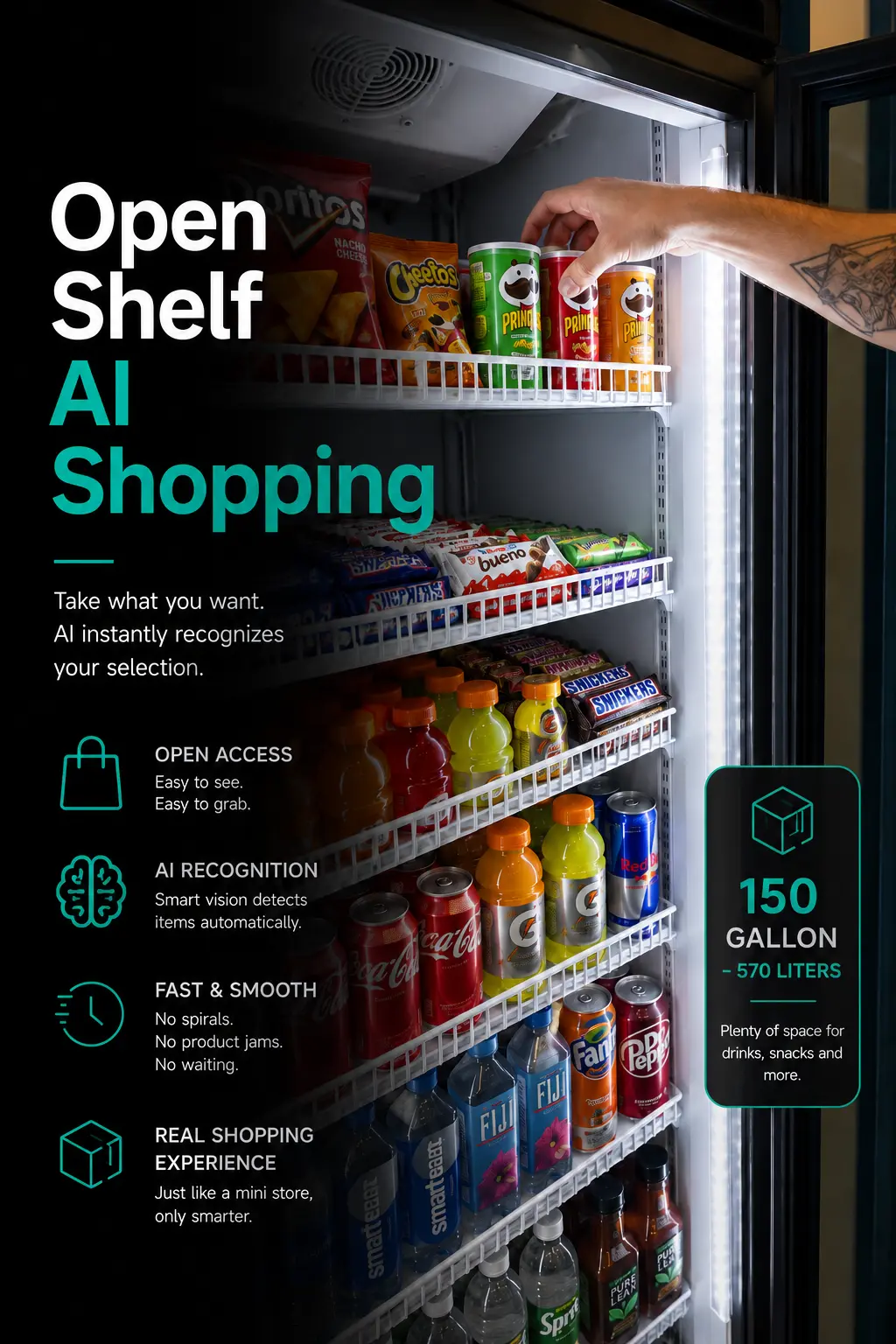 AI Smart Cooler Vending Machine – 150 Gallons (570 L) — view 11