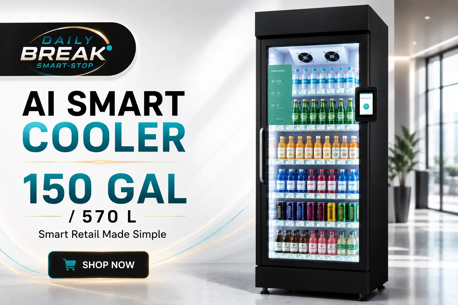 AI Smart Cooler Vending Machine – 150 Gallons (570 L) — view 1